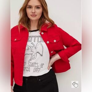 Torrid Red Jean Jacket sz 0 NWOT